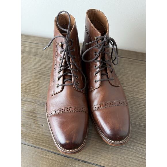 G.H. Bass & Co. Barrington Boots Brown Leather Lace Up Cap Toe Mens Size 10 - Picture 5 of 9